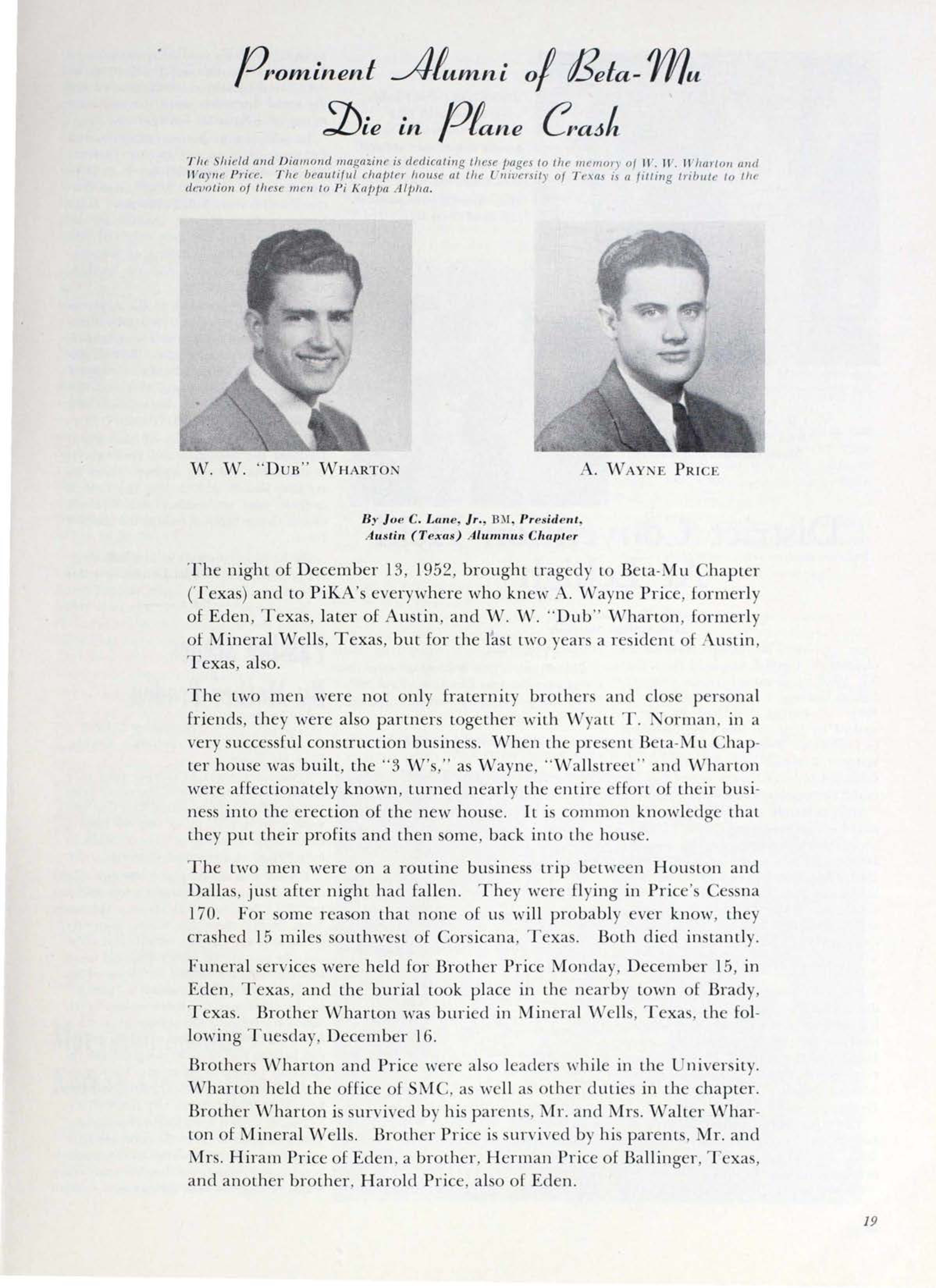 Prominent Alumni Of Beta-Mu Die in Plane Crash